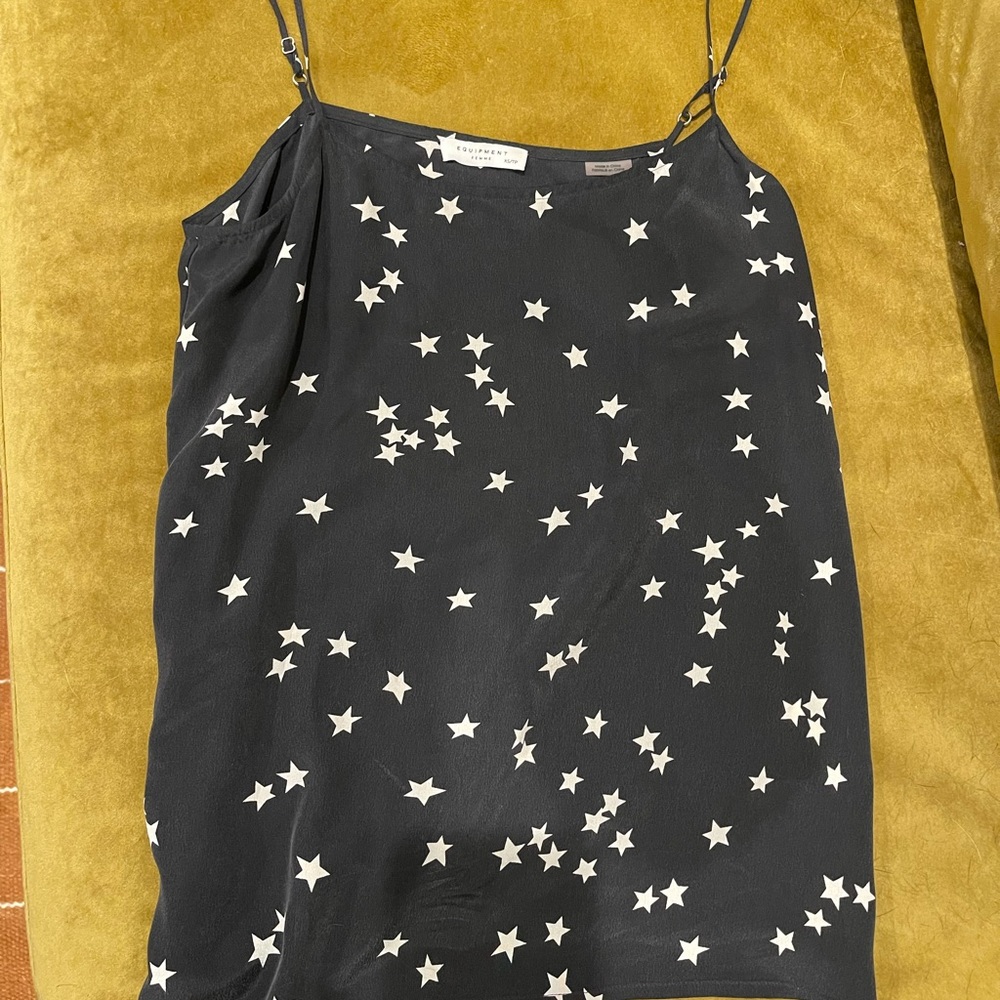 EQUIPMENT - 100% silk camisole - black with white stars - size XS